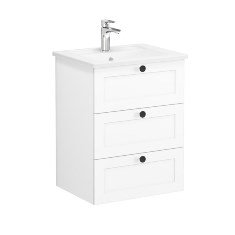 Vitra Root Classic 68897 Lavabo Dolabı, Üç Çekmeceli, 60 Cm, Mat Beyaz, Köşeli Lavabolu